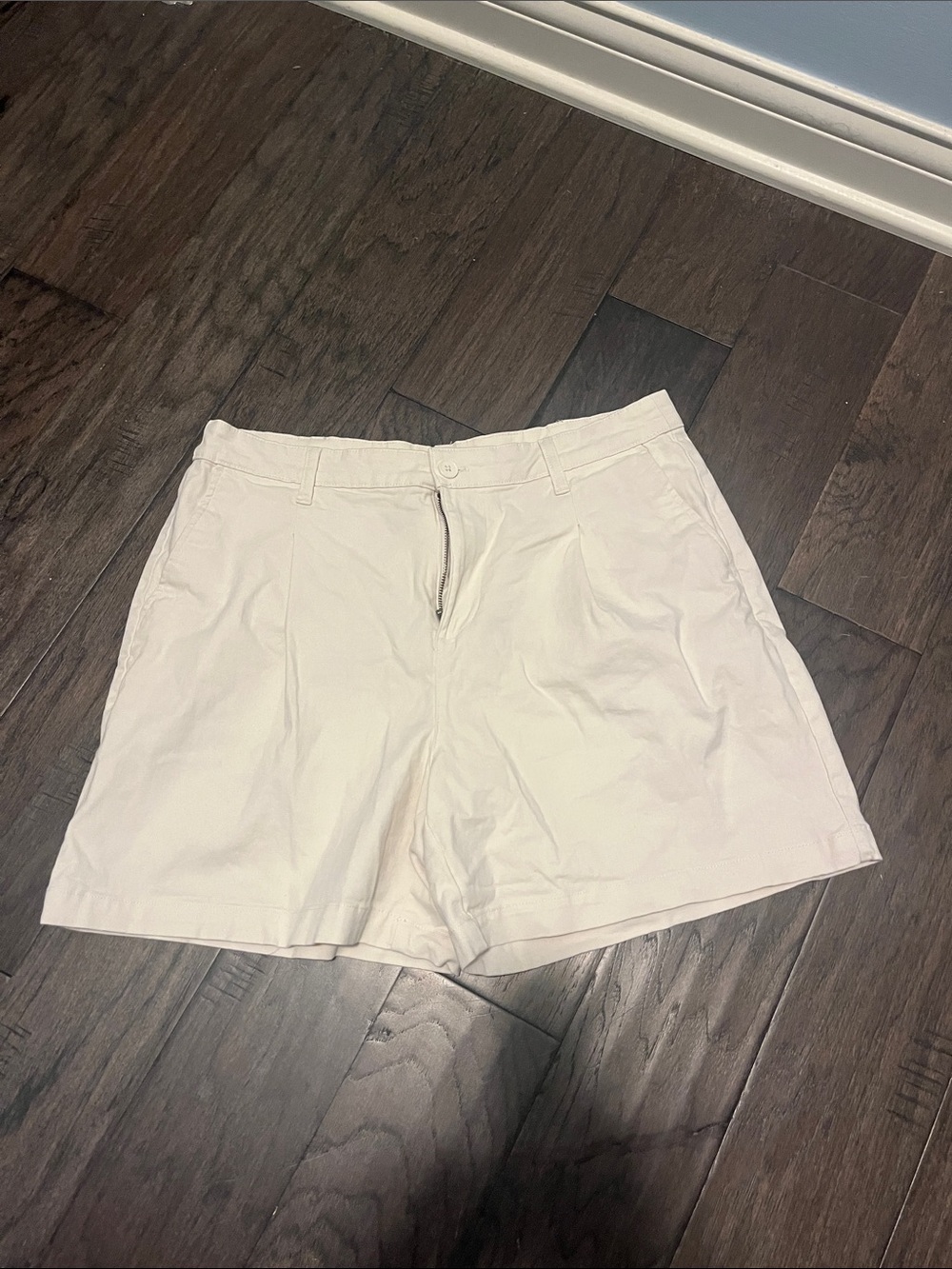 Banana Republic Light Cream High-Rise Cotton Bermuda Shorts